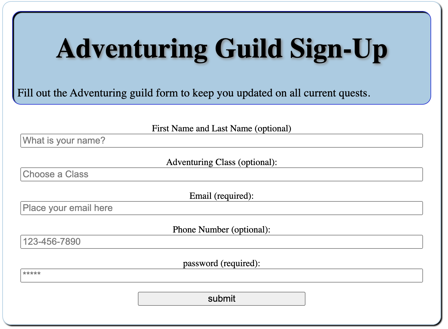picture example of web form